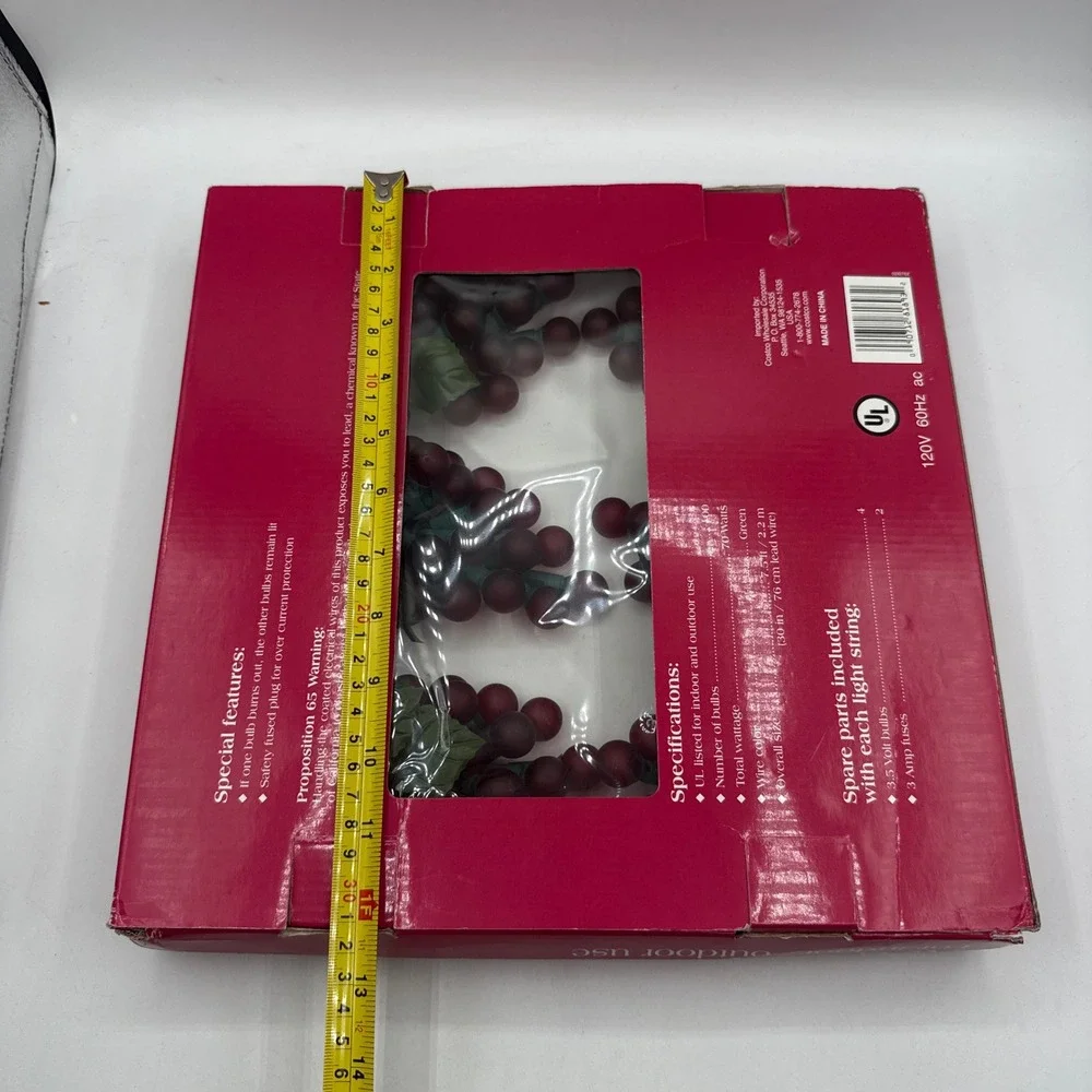 Costco Red Grape Cluster Lights Indoor Outdoor 7.5ft Red Vineyard String Lights